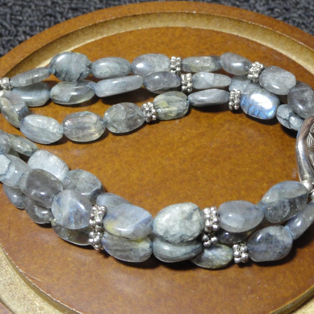 Labradorite 3 strand bracelet W/925  Southwestern sun desigh Charm~Bali … - Picture 3 of 6